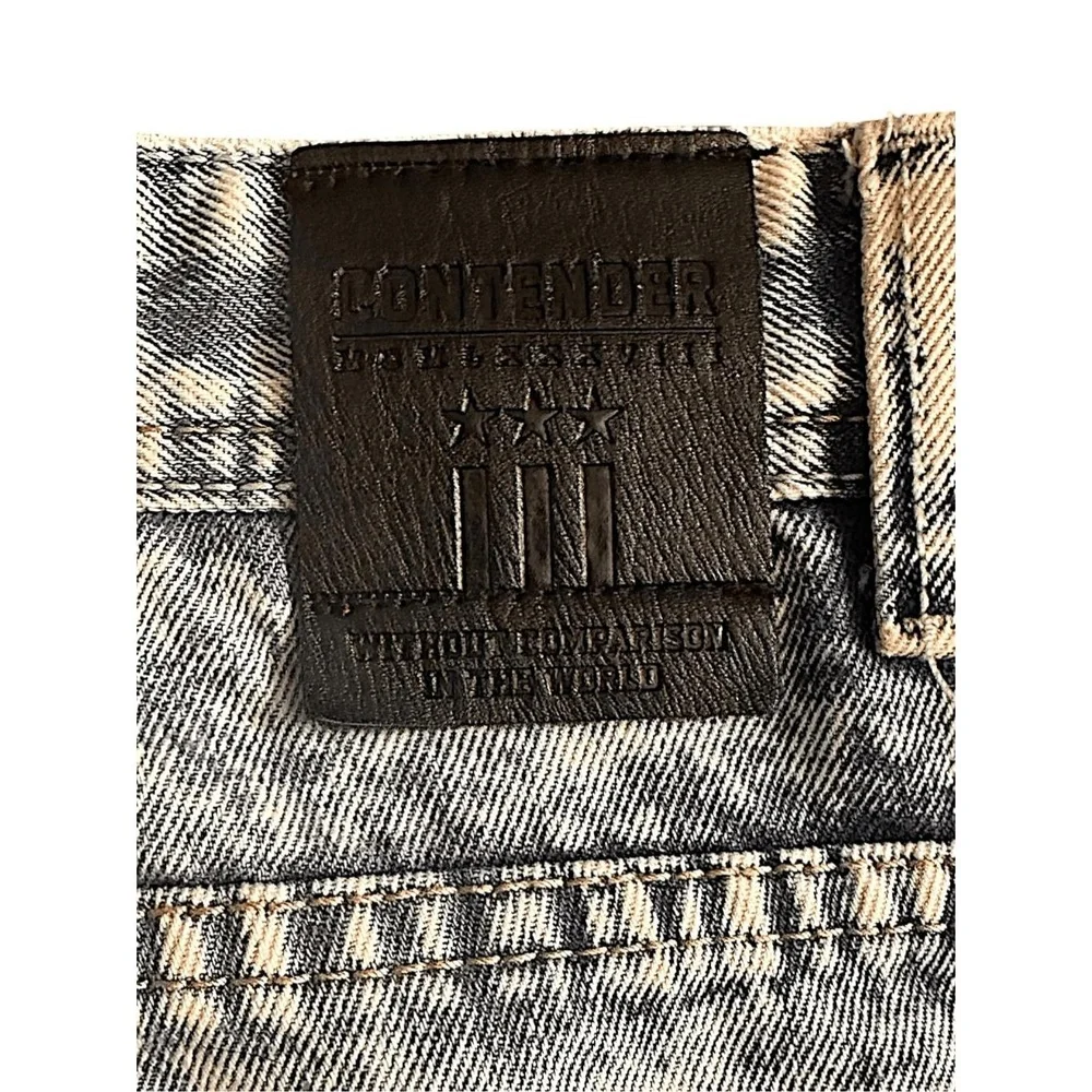 Contender Jeans Mens Blue Acid Wash Distressed Frayed Stacked‎ Streetwear Grunge